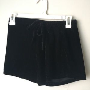 Black Crushed Velvet High Waisted Shorts